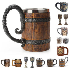 Viking Wood-Style Beer Mug