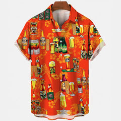 Harajuku Beer Festival Shirt – orange Beer Pong Party Print 3D Hawaiian Tee