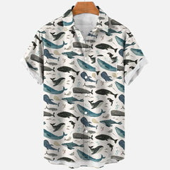 Men's Shark Print Hawaiian Shirt