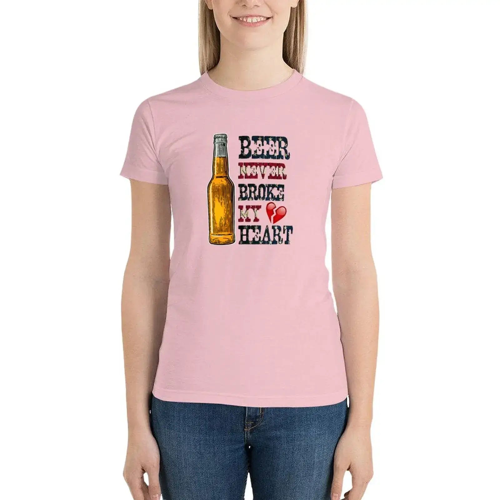 Fitted women’s  pink beer t-shirt