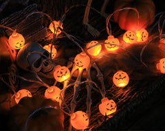 LED string lights: pumpkins, skulls, eyeballs