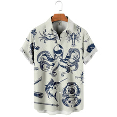 Men's Shark Print Hawaiian Shirt