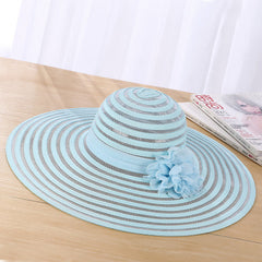 Korean Fashion Mesh Stitching Straw Hat Large-Edge Sunscreen Sunshade Hat