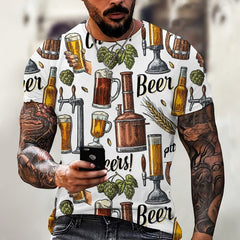 Beer Printing Vintage T-shirt 3d Digital Printing