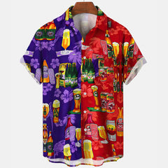 Casual Beer Pattern 3D Digital Printing Short Sleeve Fashion Men's Short Sleeve Shirt