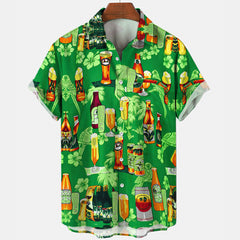 Casual Beer Pattern 3D Digital Printing Short Sleeve Fashion Men's Short Sleeve Shirt