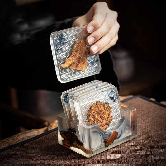 Creative Handmade Pine Resin Coasters Japanese Style