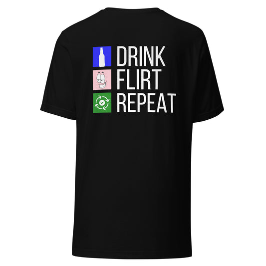 Drink, Flirt, Repeat | Men's Clothing | Black Version